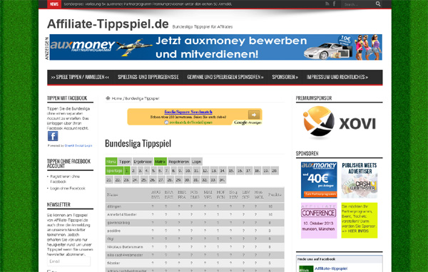 Bundesligatippspiel mit tollen Preisen für Webmaster und Affiliates